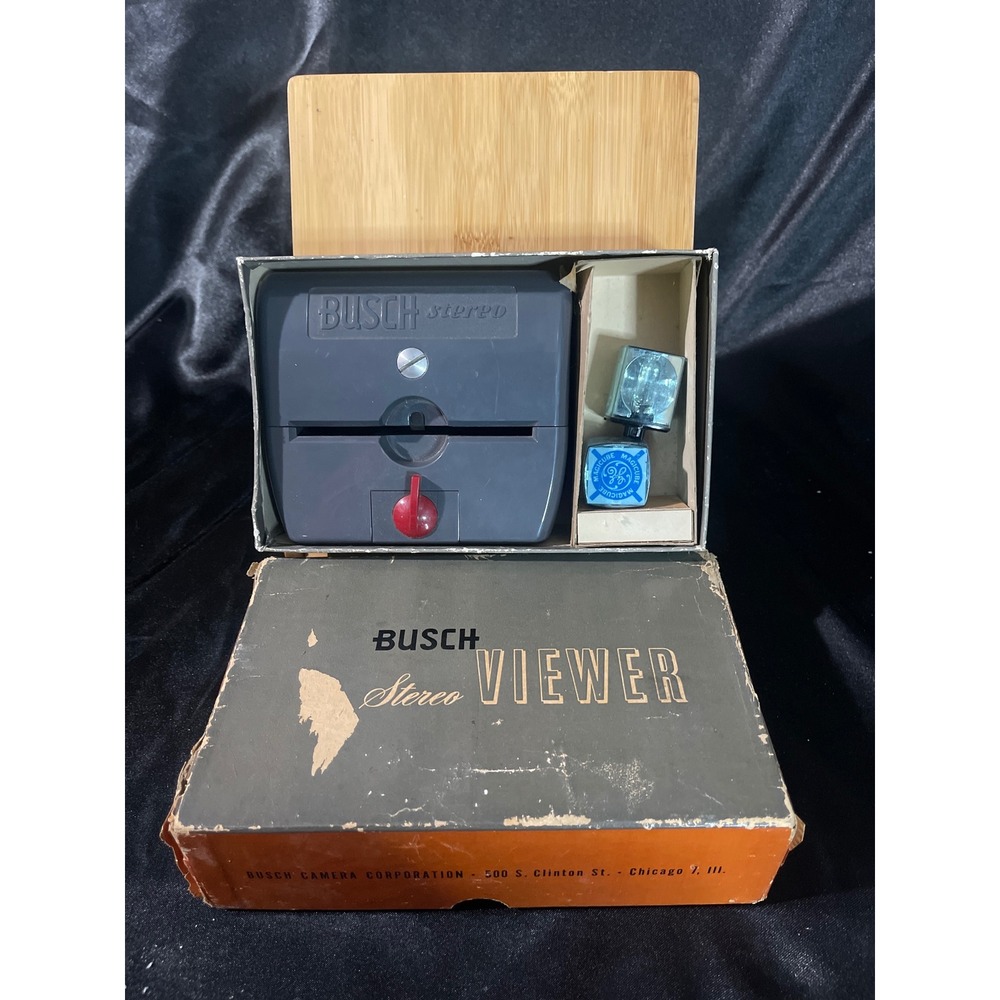 Vintage Busch Stereo Viewer No X-5081 3D Slide Viewer with Original Box GE Flash